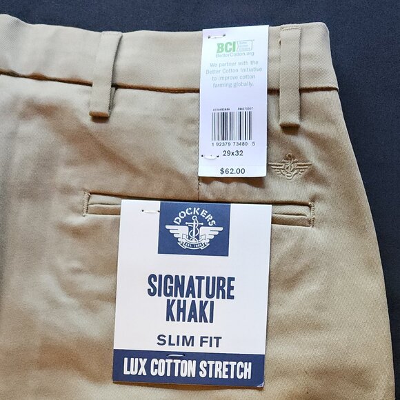 NWT Dockers Signature Khaki Beige Lux Cotton Stretch Shirt Gripper Pants 29x32 - Picture 8 of 9
